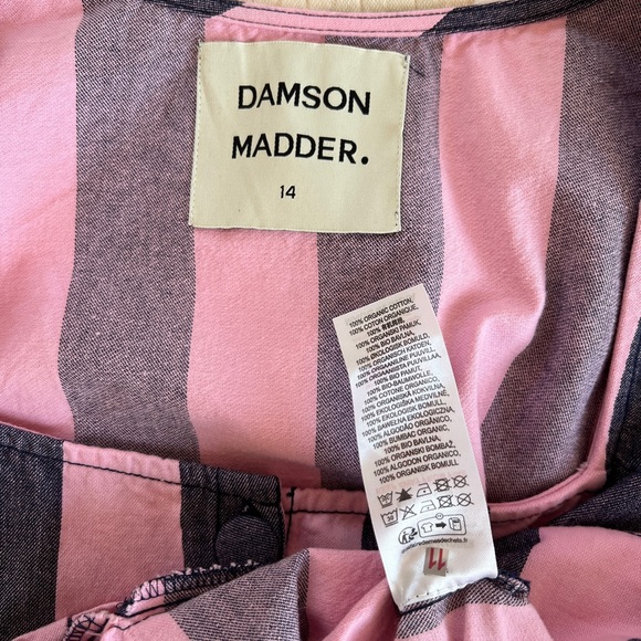 Damson Madder UK 14/US 10 Philly Peplum Blouse Pink Denim Stripe - Picture 6 of 6